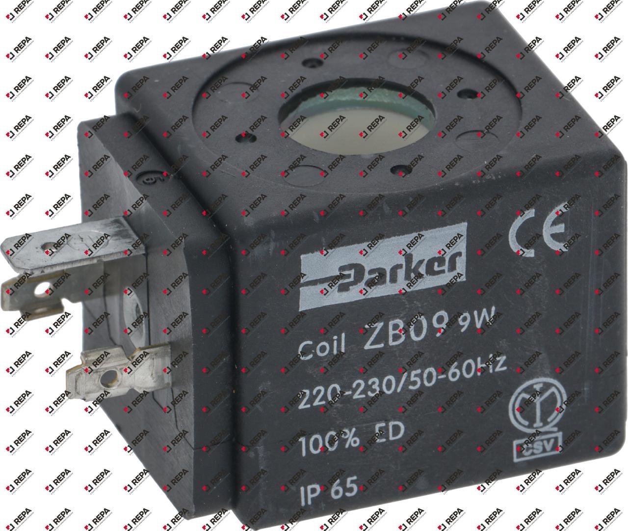 Solenoid coil H 33 mm W 34 mm 230VAC PARKER 9 VA