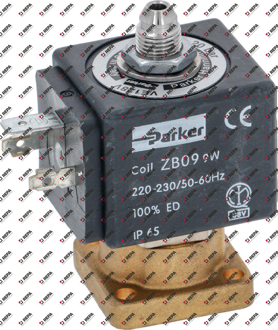 Solenoid valve brass DN 1,3mm 3-ways 230VAC PARKER