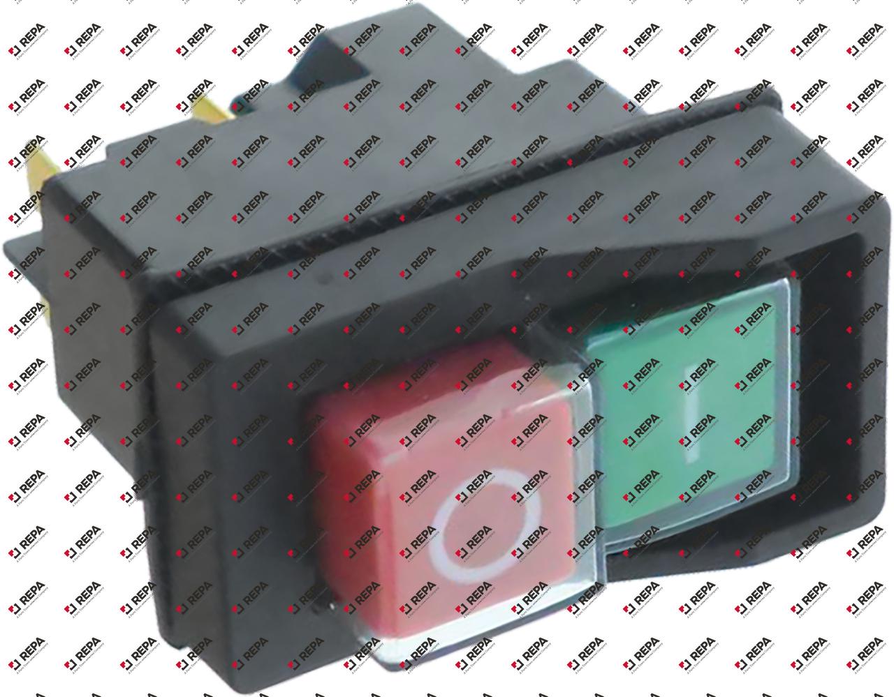 Drucktaster Einbaumaß 45x22mm quadratisch grün/rot