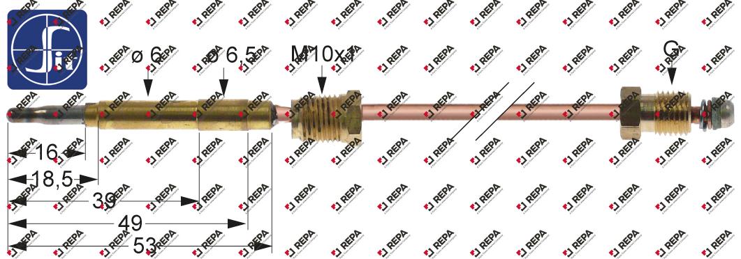 Thermocouple M10x1 L 600mm plug connection ø6.0mm