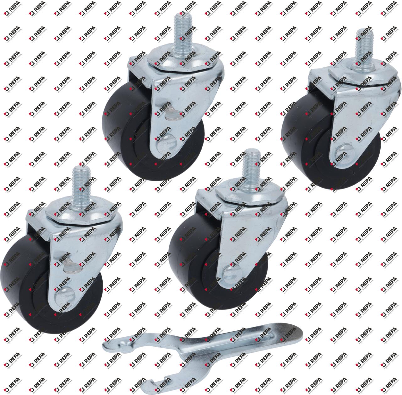 "Rotella, girevole, 2-1/2"", asse 1/2"", set di 4"
