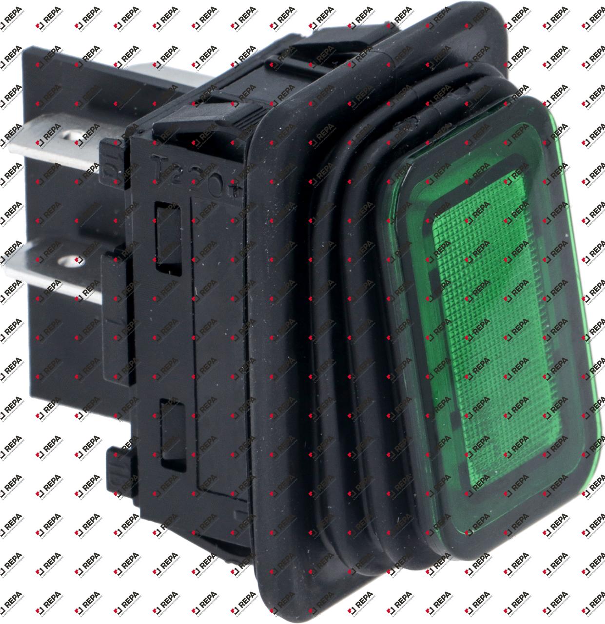 Wippentaster Einbaumaß 30x22mm grün 2NO 250V 16A