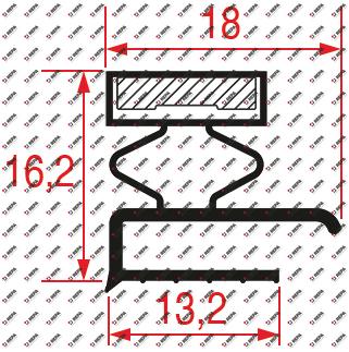 Refrigeration gasket profile 9140 L 2000mm grey