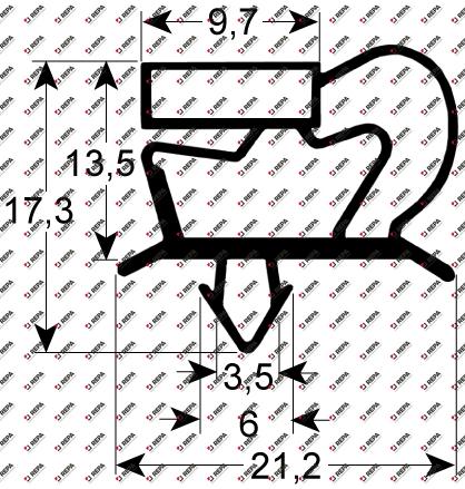 Refrigeration gasket profile 9048 W 387mm L 633mm