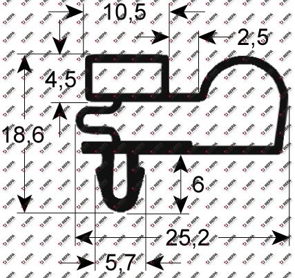 Refrigeration gasket profile 9010 W 435mm L 765mm