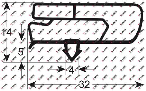 Refrigeration gasket profile 9797 W 1435mm L 615mm