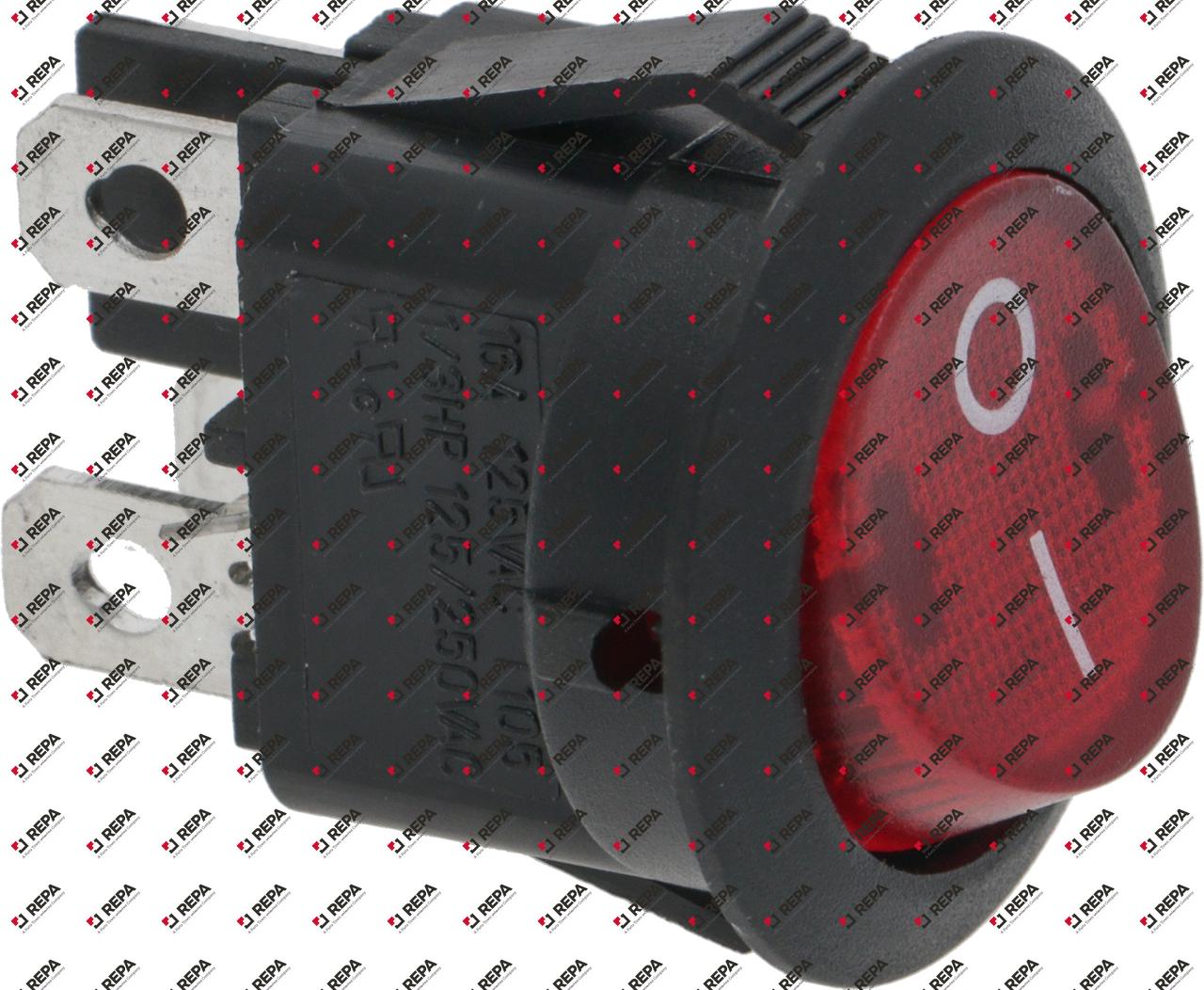 Wippenschalter Einbaumaß ø20mm rot 2NO 250 V 16 A