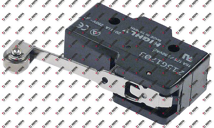 Microswitch roller lever operated 250V 20A 1CO