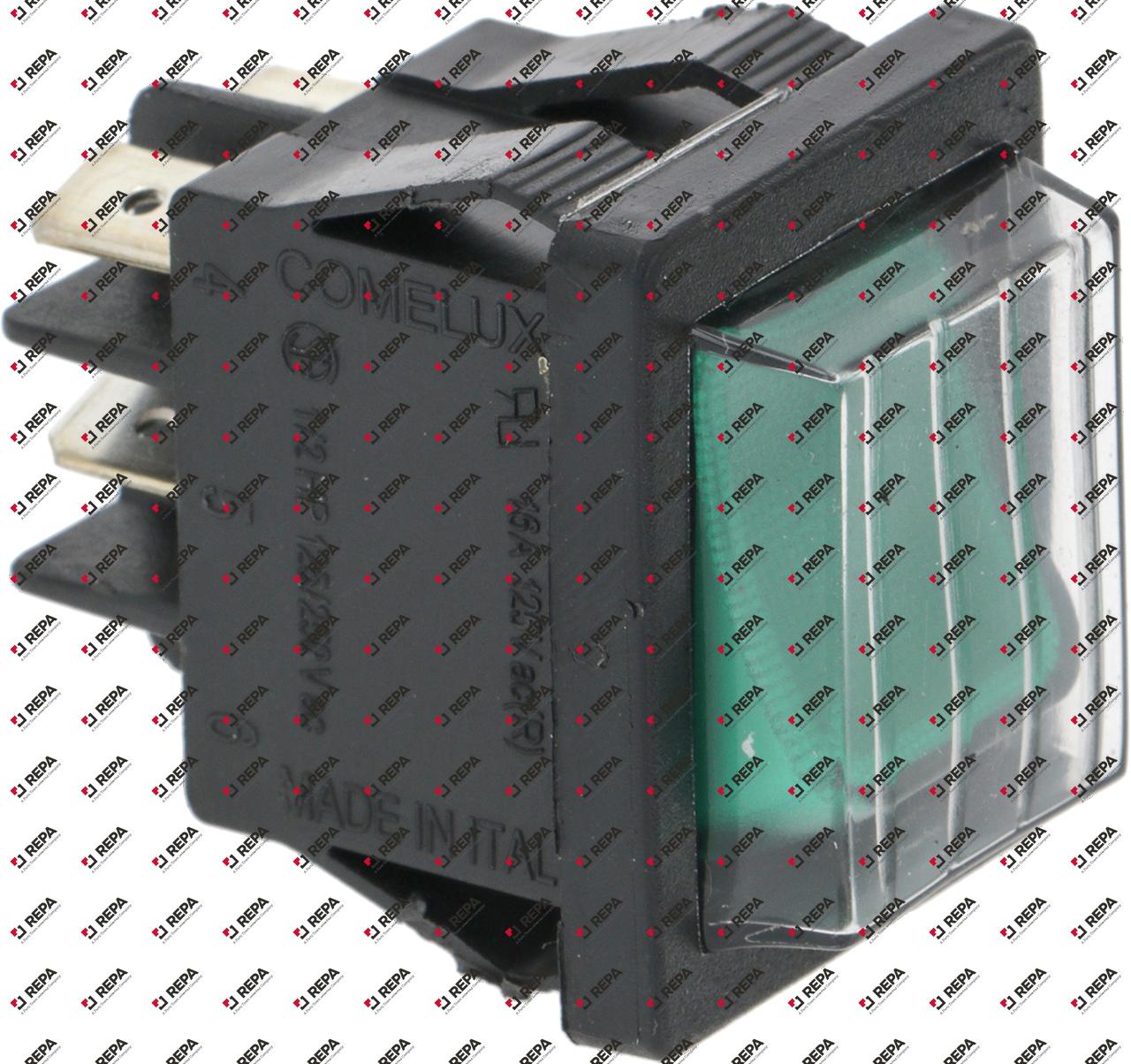 Interrupteur à bascule vert 2NO 250V