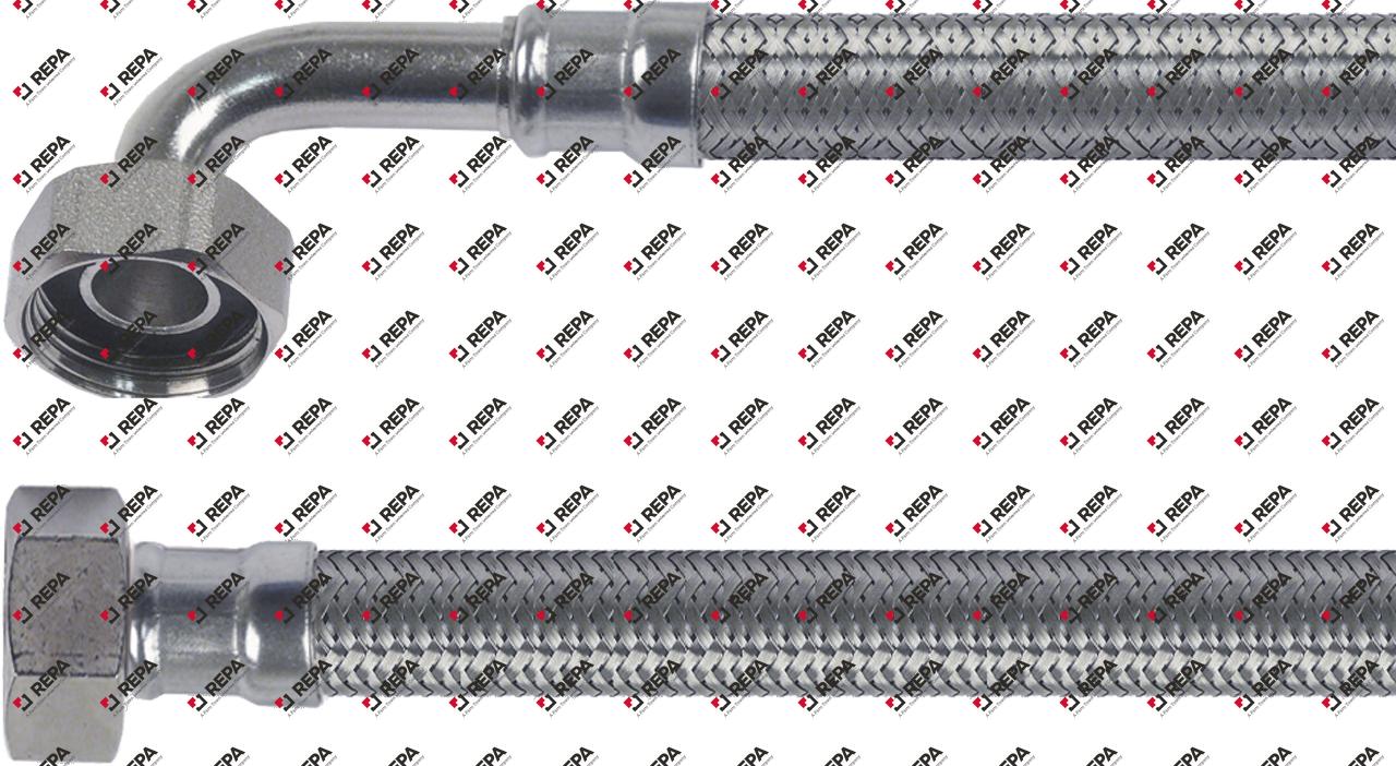 Tubo flessibile calza inox dritto-curvo DN12
