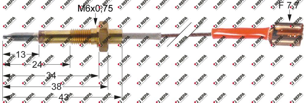 Thermocouple L 450mm M6x0.75 with 1 conductor