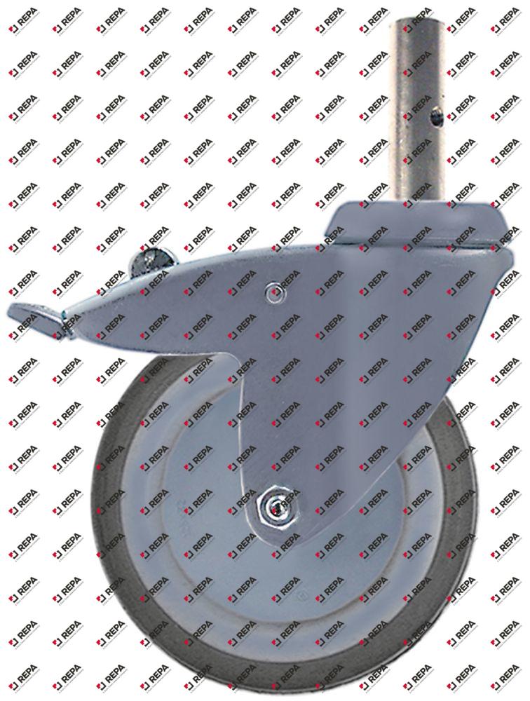 Swivel castor spigot H 161mm with swivel brake