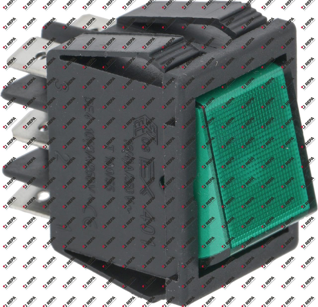 Rocker switch mounting measurements 30x22mm green