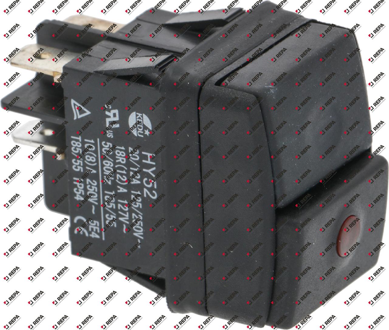Push switch mounting measurements 30x22mm red 2NO