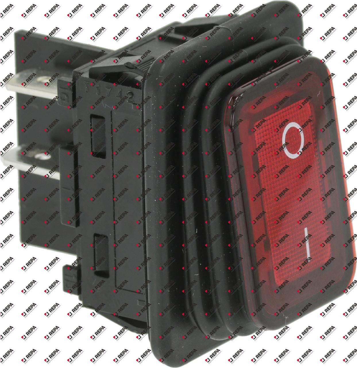 Rocker switch mounting measurements 30x22mm red