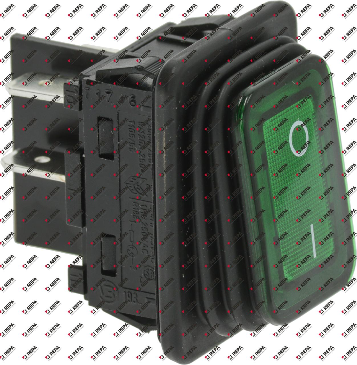 Rocker switch mounting measurements 30x22mm green