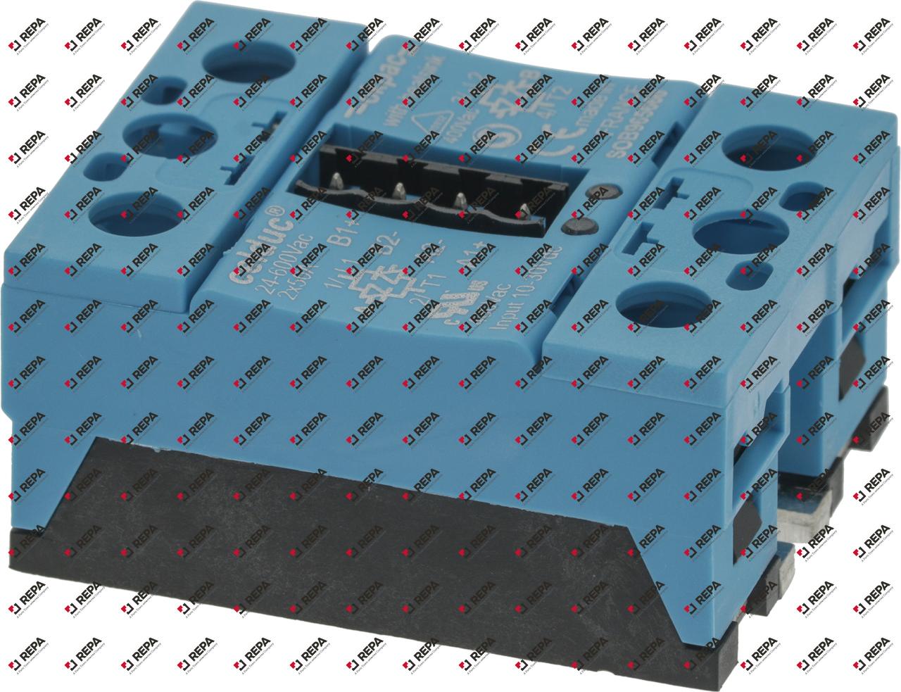 Aansluitblok solidstate relais fasen 2 50A 24-600V