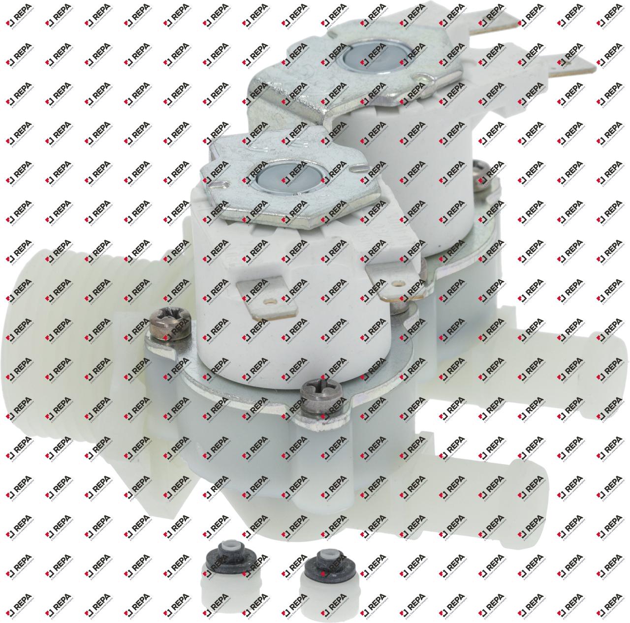 Solenoid valve double straight plastic t.max. 90°C