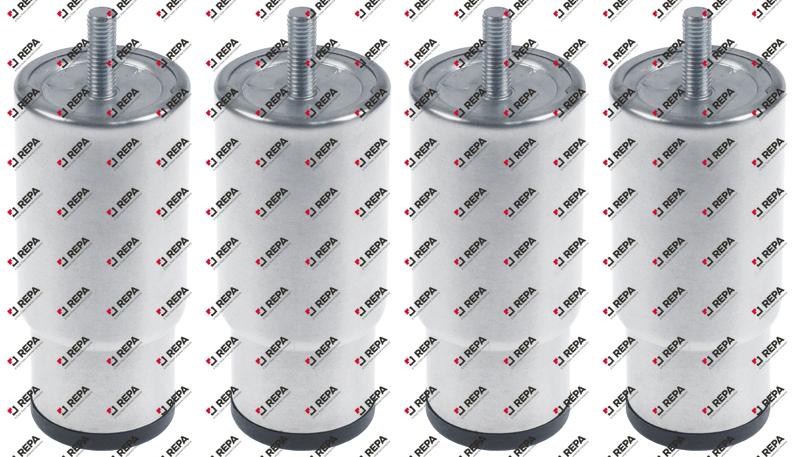 Kit piedi filetto M10 tubo ø 56mm inox H 150-200mm