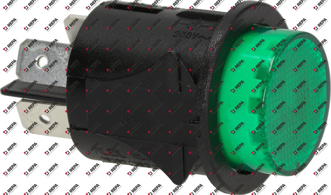 Push switch mounting measurements ø25mm green 2NO
