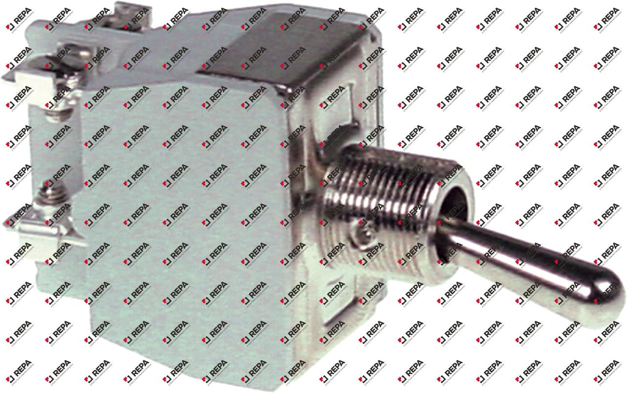 Toggle switch 250V 2NO 15A thread M12x0.75 ON-OFF