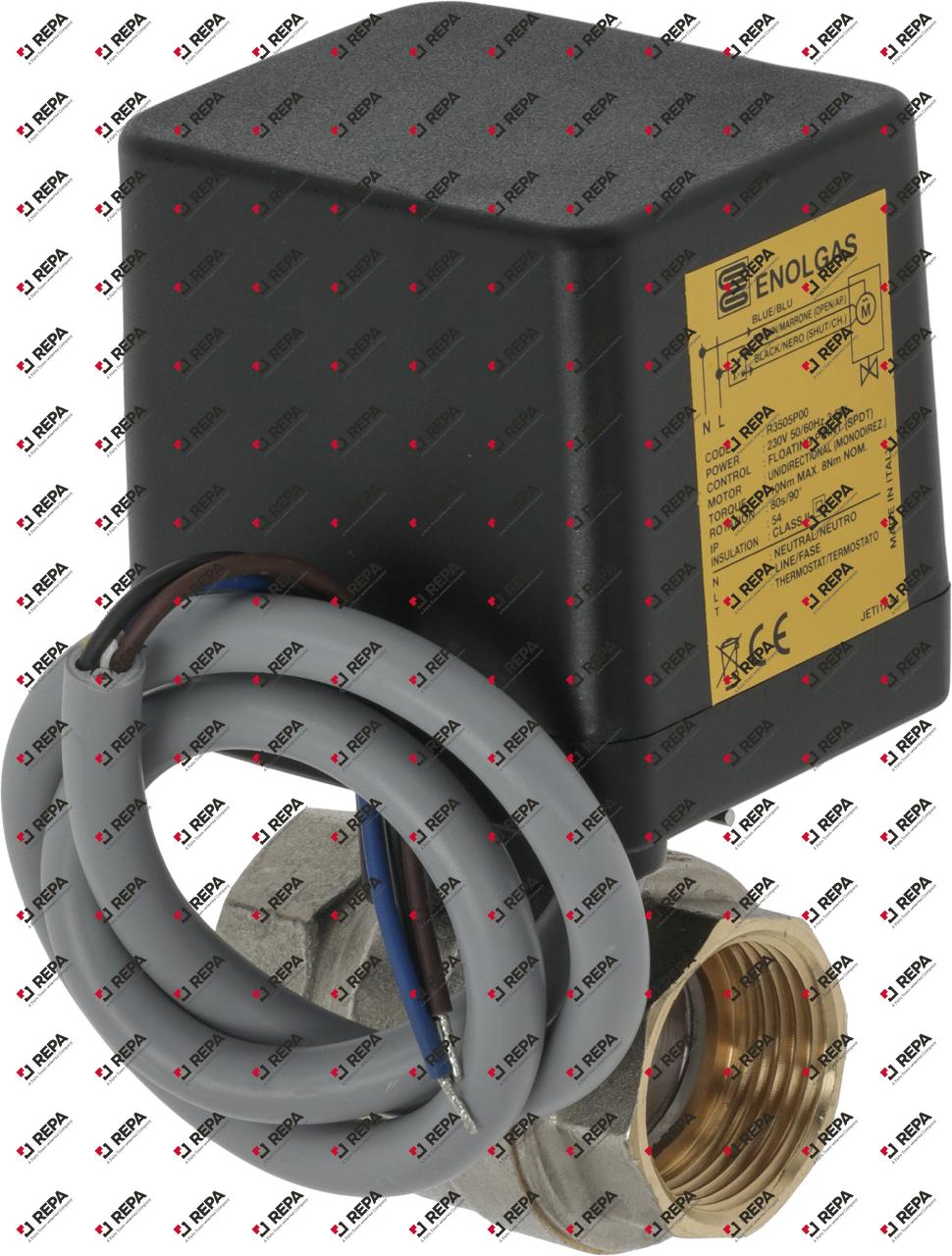 Ball valve inlet 1" IT outlet 1" IT 230V brass