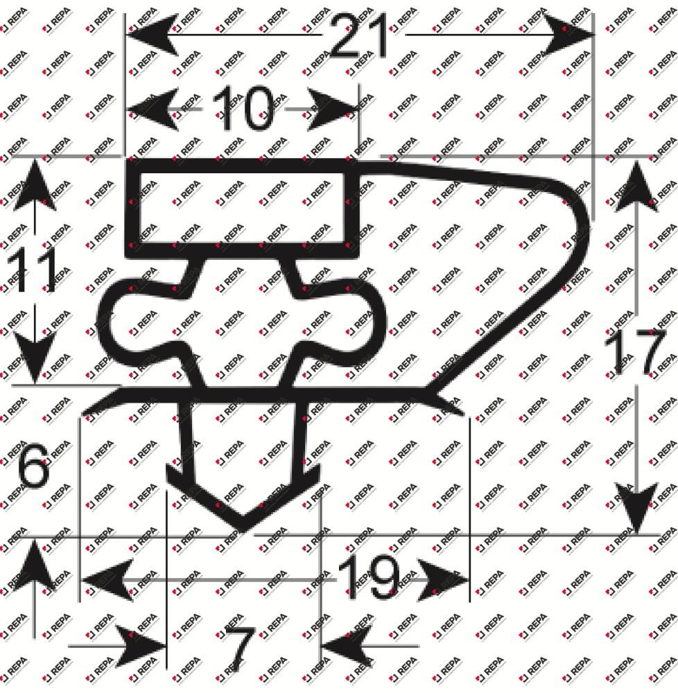 Refrigeration gasket profile 9750 W 525mm L 780mm