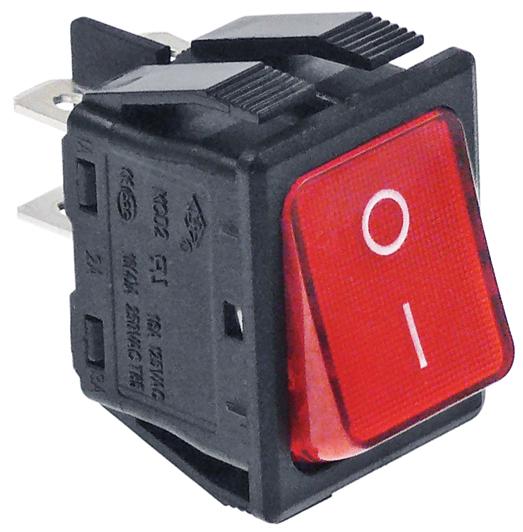 διακόπτης διαστ. τοποθέτ. 30x22mm κόκκινο 2NO  250V σύνδεσμος αρσενικό εξάρτημα 6,3mm