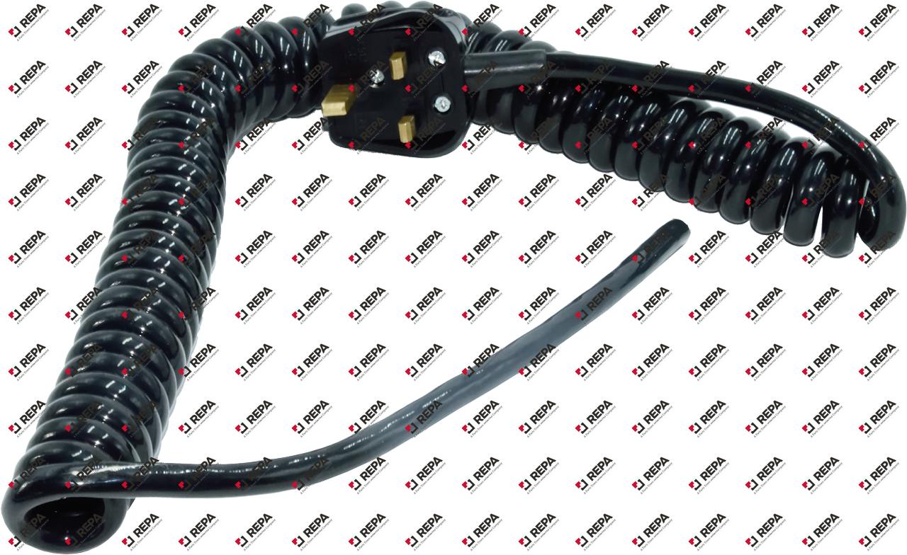 Spiral cable 1,5mm² 3-pole black L 500mm with plug