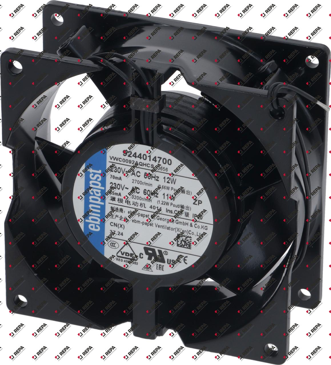 axial fan L 92mm W 92mm H 38mm 230VAC 50Hz 12W