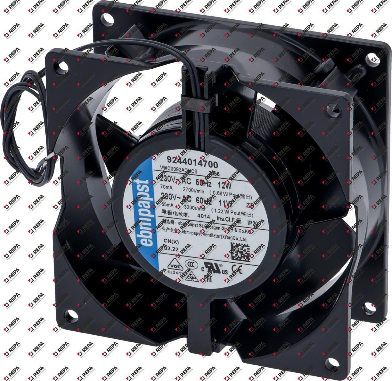 Axial fan 230VAC 9/11W L 92mm W 92mm