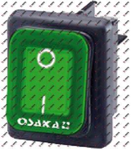 Interrupteur 2 poles 16A 230V mesures 30x22mm vert