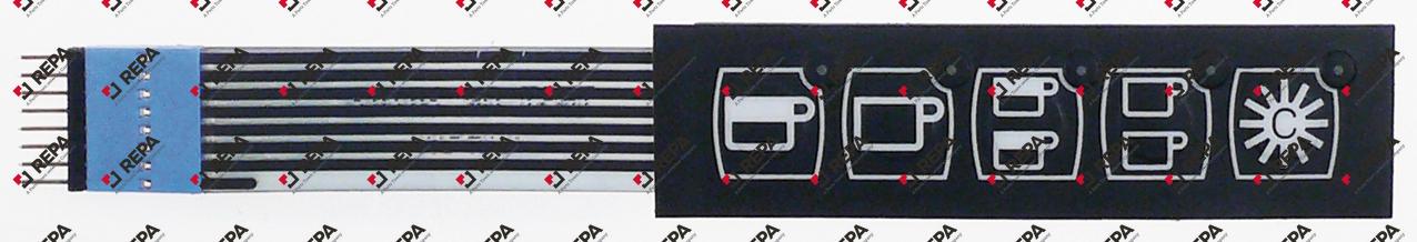 membrane keypad buttons 5 black L 105mm W 27mm