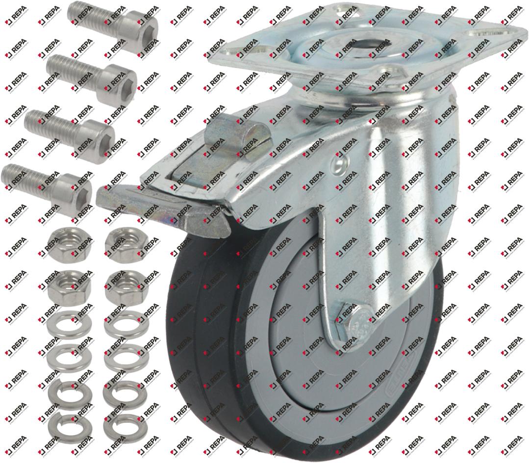 SET WHEEL WITH BRAKE PODIUM INOX