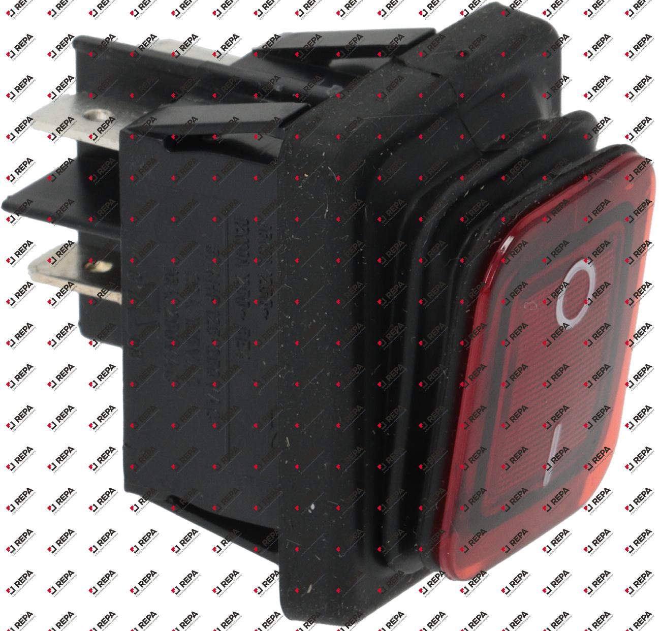 Switch 2 poles red 125-250VAC 50/60Hz