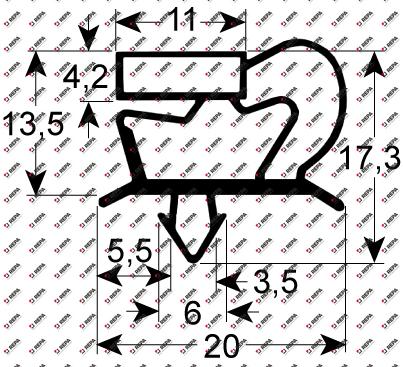 refrigeration gasket profile 9048 W 142mm L 396mm