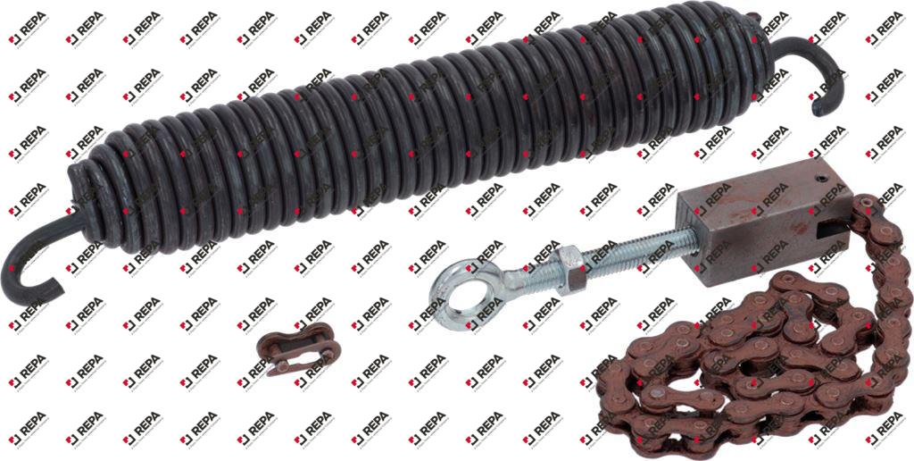 Door chain with tensor and spring