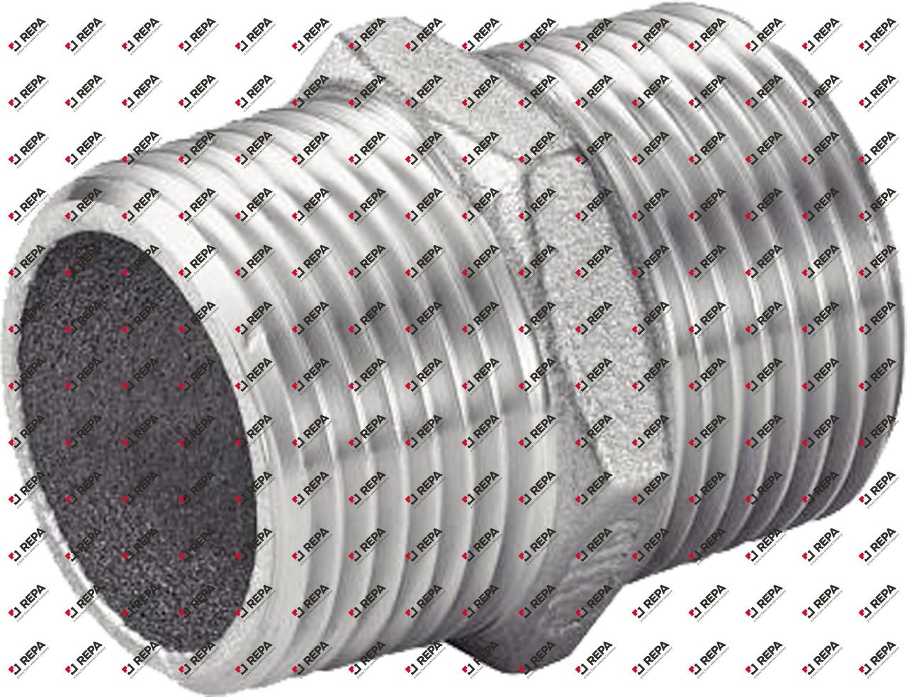 Niple doble 3/8" – 3/8" de acero inoxidable