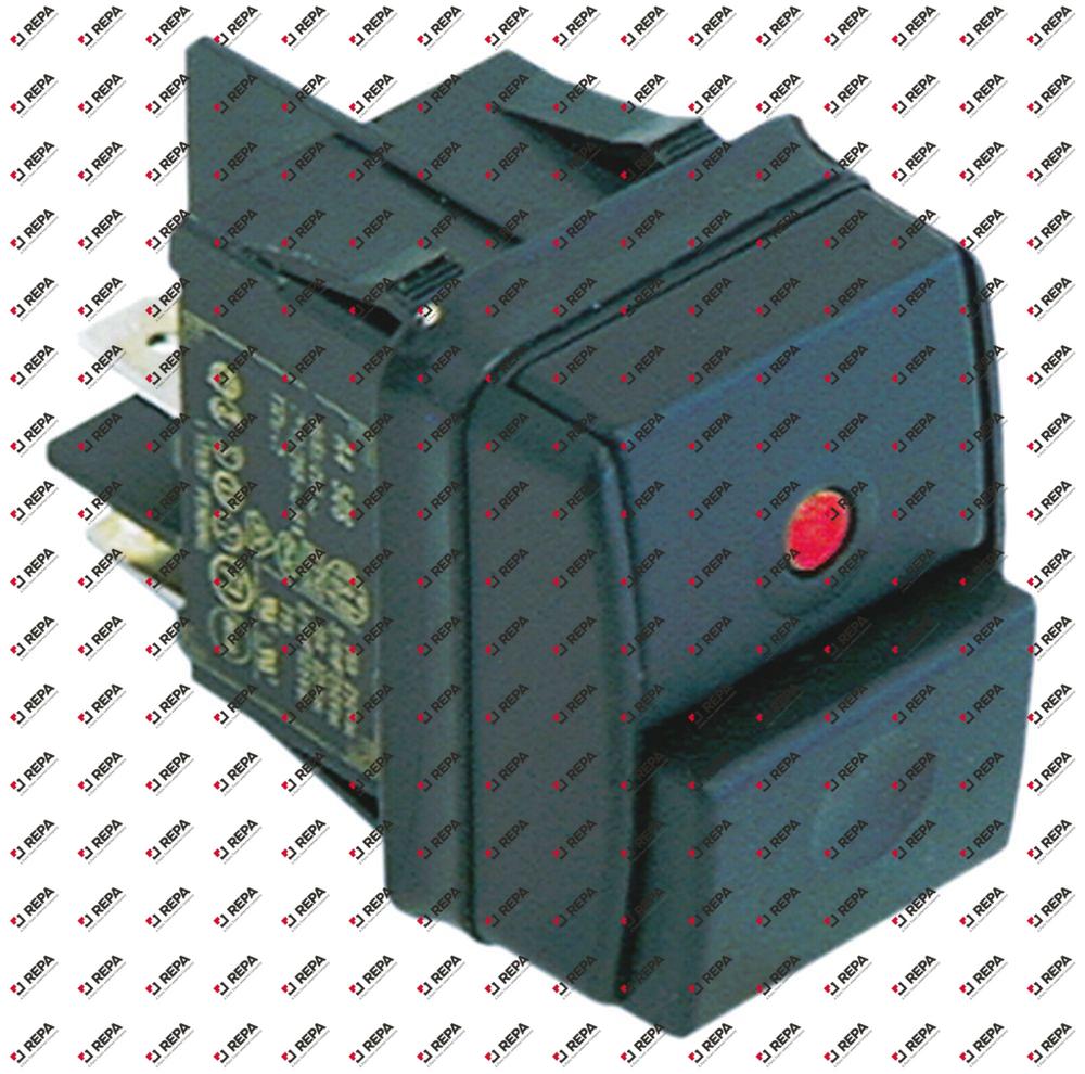 Push switch mounting measurements 30x22mm red 2NO