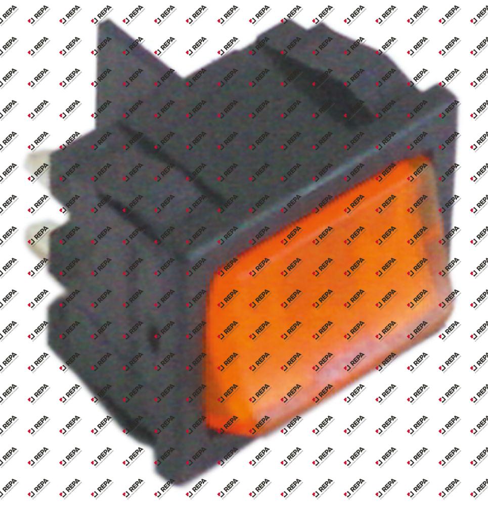 διακόπτης διαστ. τοποθέτ. 19x22mm πορτοκαλί 2NO  250V σύνδεσμος αρσενικό εξάρτημα 4,8mm