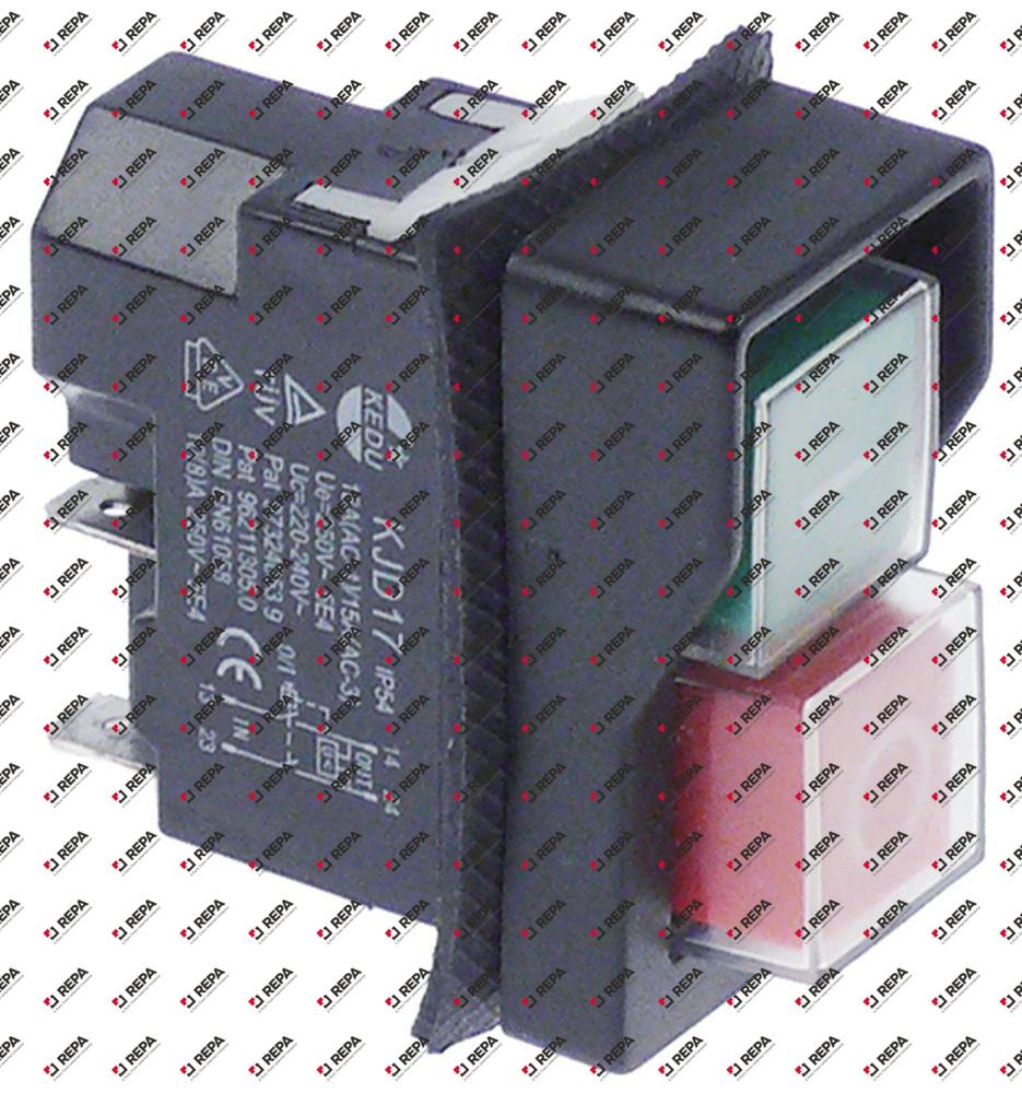 Drucktaster Einbaumaß 45x22mm rot/grün 2NO 250 V