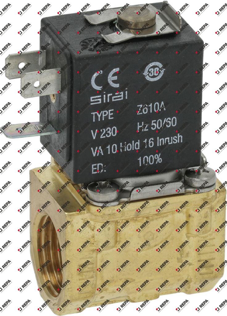électrovanne 2-voies 230VAC raccord 1/2" L 41mm