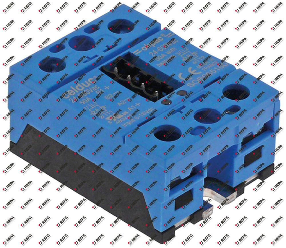 Aansluitblok solidstate relais fasen 2 50A 24-600V