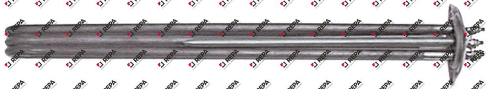 Heating element 8000W 230V L 480mm 3 hole flange