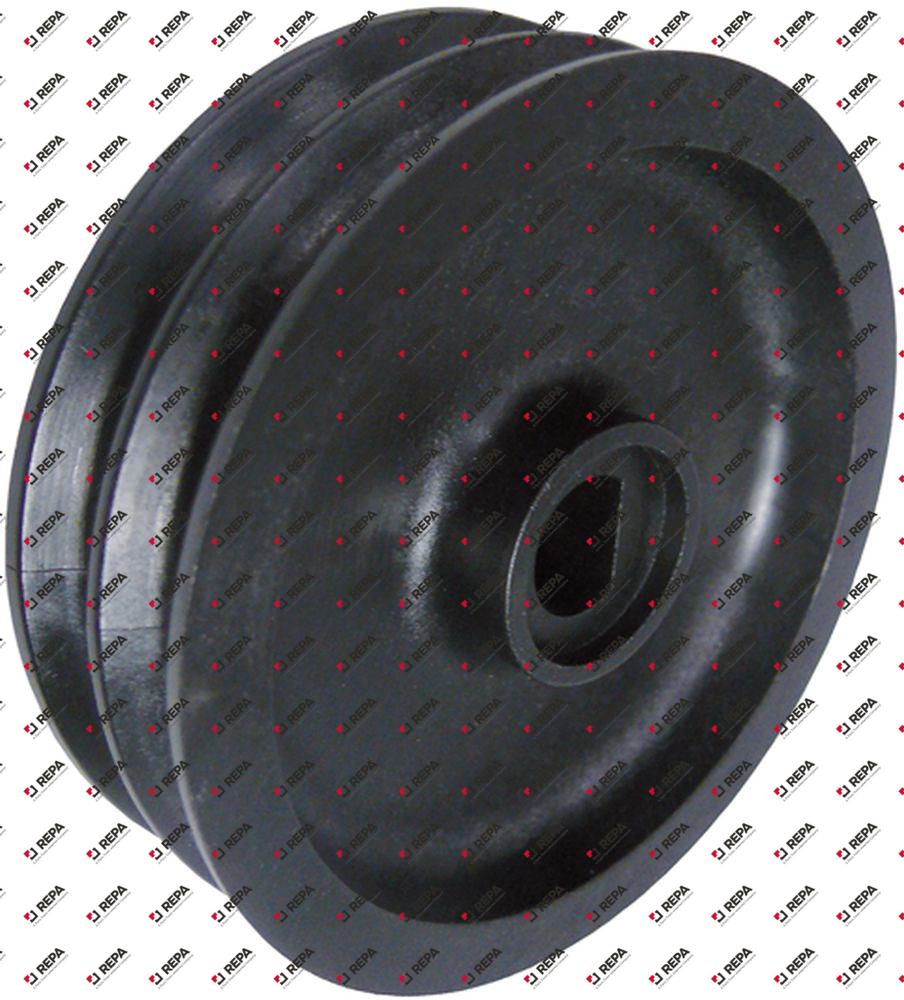 Round belt pulley plastic double drive shaft