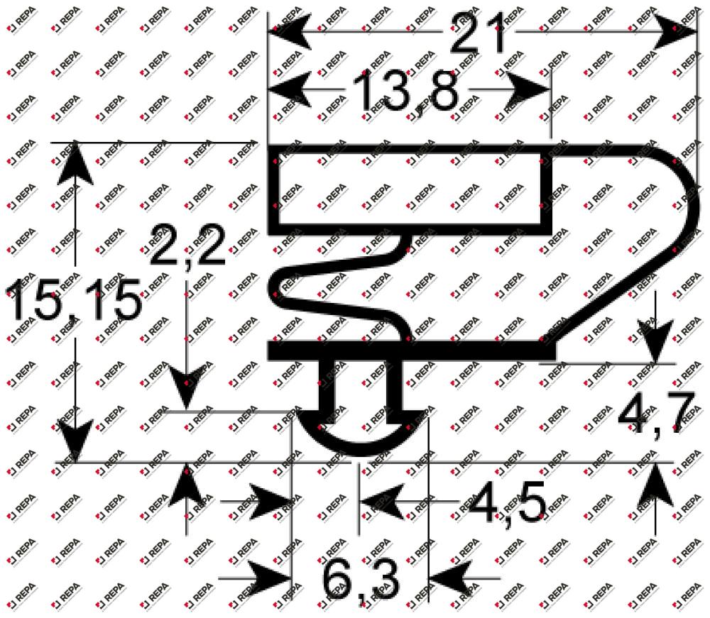 Refrigeration gasket profile 9704 W 475mm L 610mm