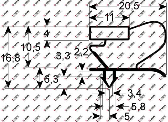 Kältedichtung Profil 9053 B 610mm L 405mm Steckmaß