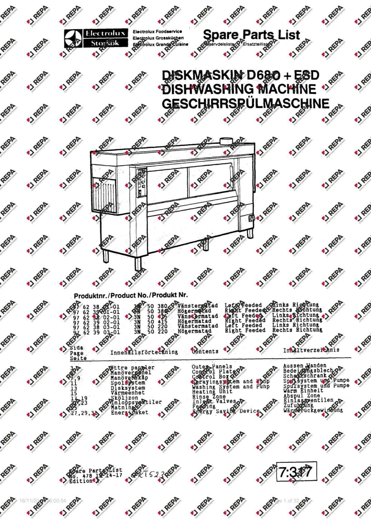 ZANUSSI 9762390101 — Dishwasher pull-through