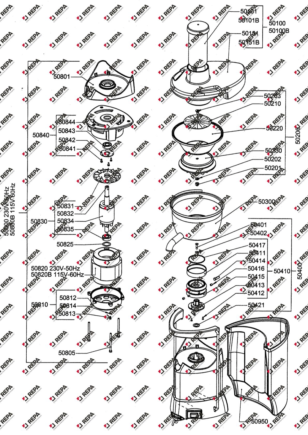 Santos No. 50 Complete Strainer Basket Assembly – 5024018 exploded drawing 2