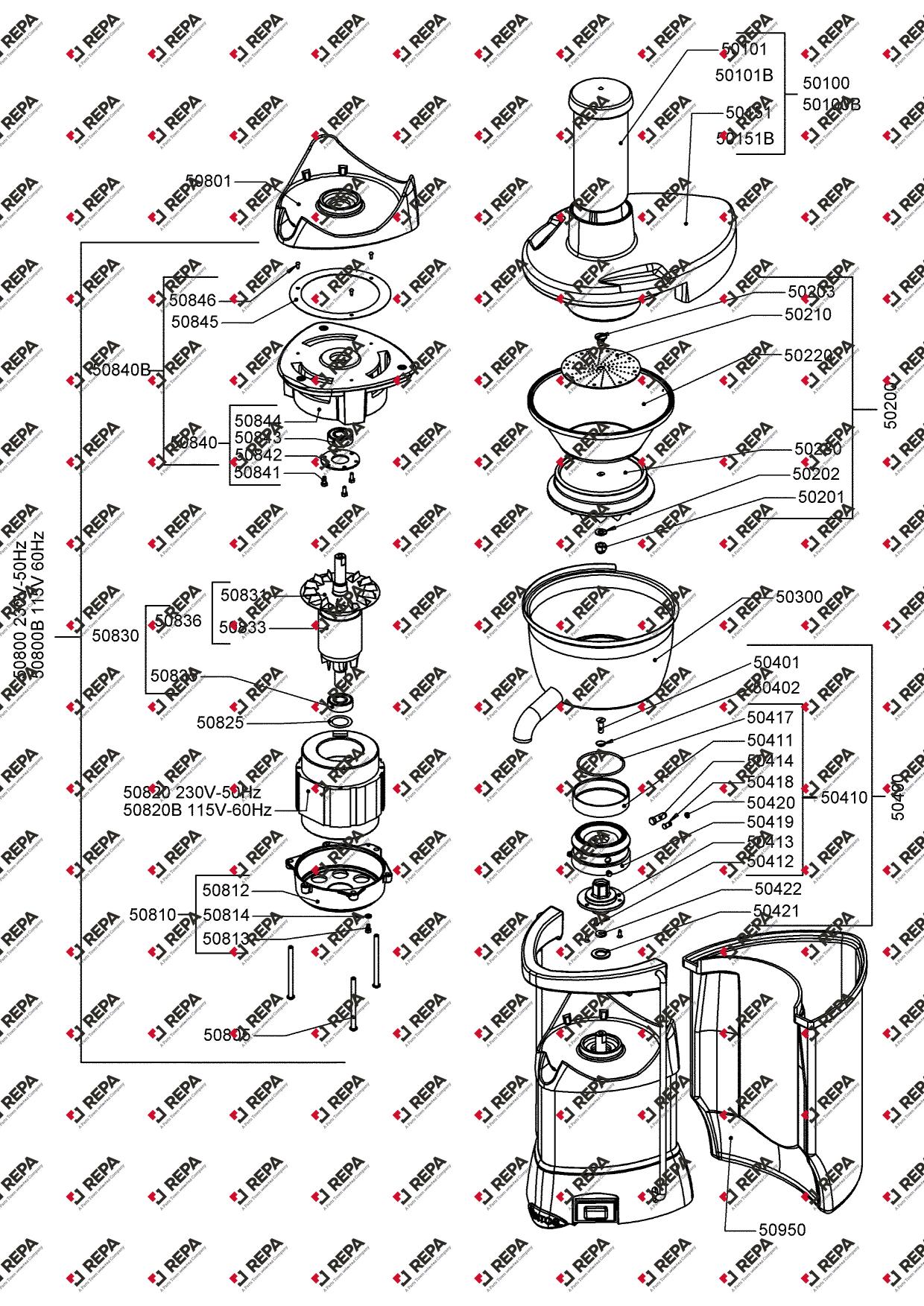 Santos No. 50 Complete Strainer Basket Assembly – 5024018 exploded drawing 3